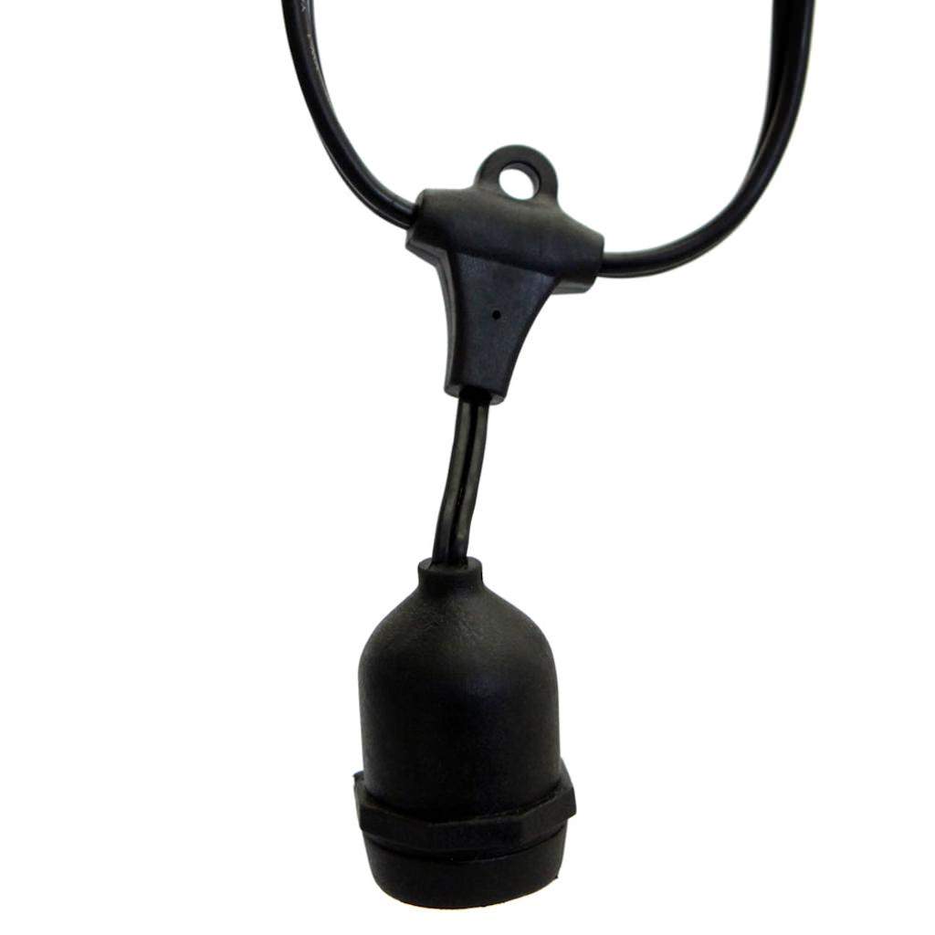 24 Light 48' Black Wire Empty Medium Screw (E26) String with 24" Spacing 1