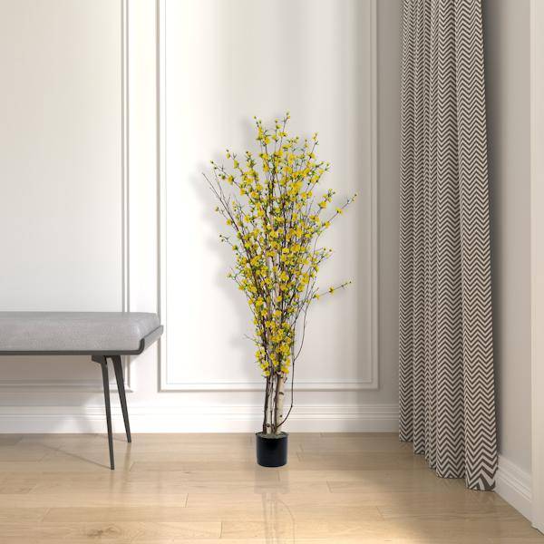 4' Artificial Yellow Blossom Tree 5