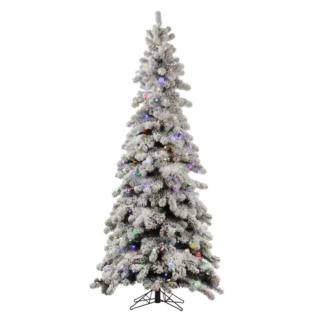 9' x 50" Artificial Flocked Kodiak Spruce 850 Multi-Color Italian LED / 75 Multi-Color G40 Lights 1