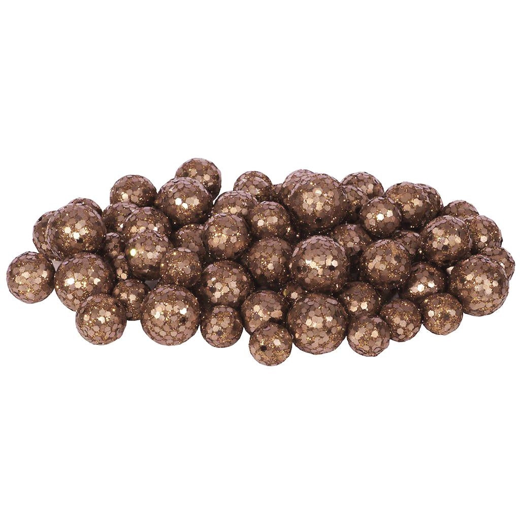 20-25-30MM Dark Copper Glitter Ball Ornament (68-72 pack) 1
