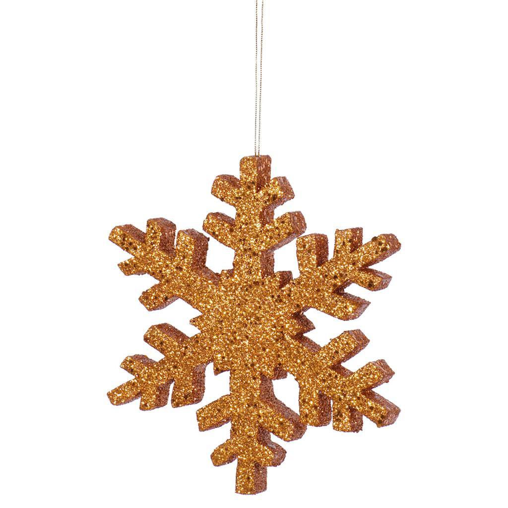 8" Rose Gold Outdoor Glitter Snowflake Ornament 1