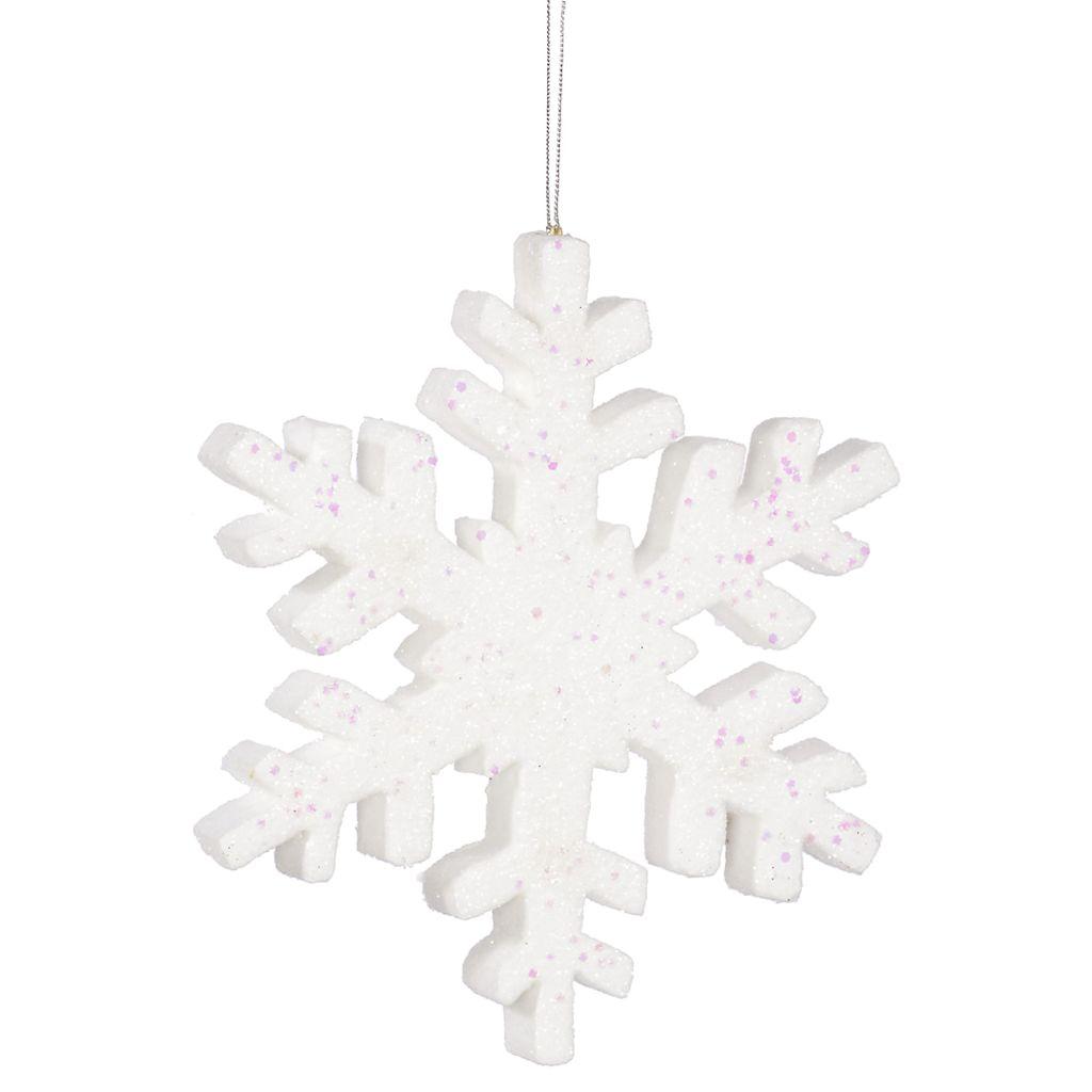 12" White Outdoor Glitter Snowflake Ornament 1