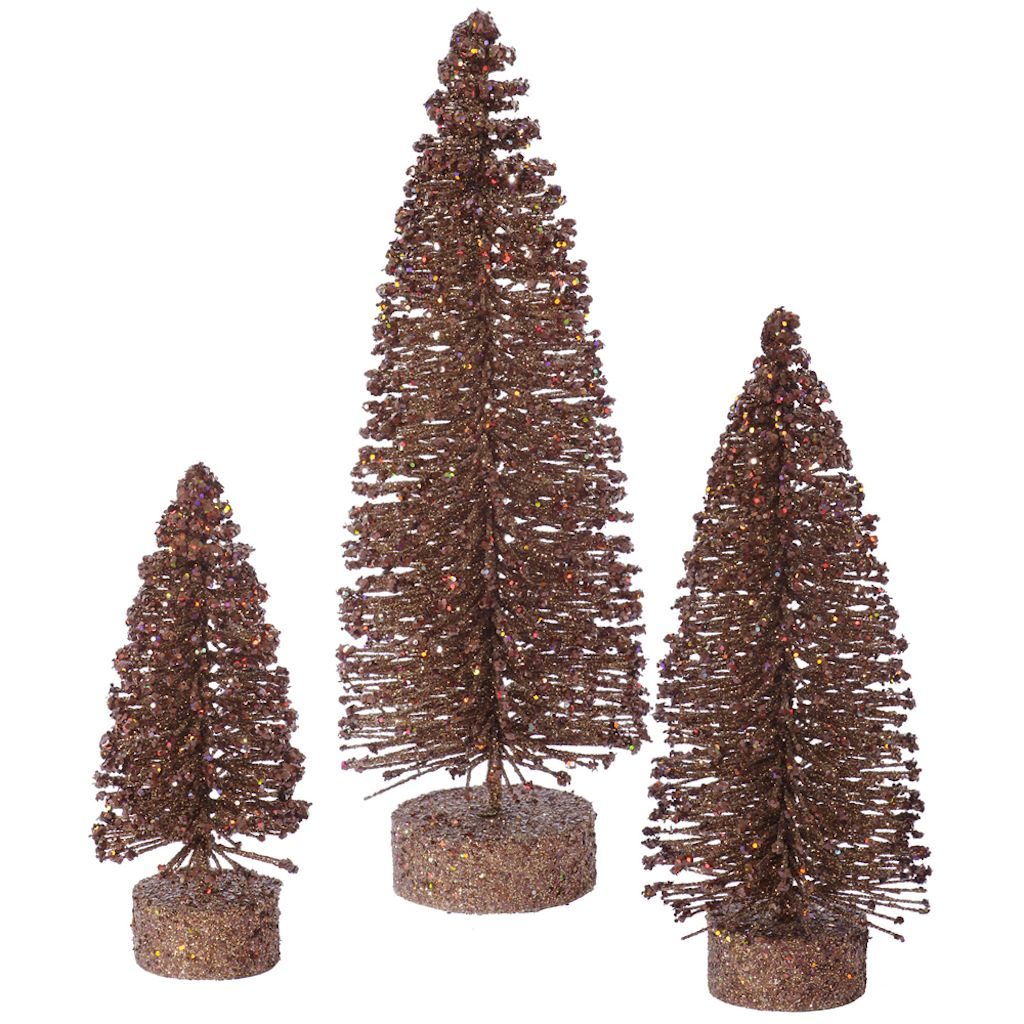 5" 7" 9" Mocha Glitter Oval Tree Set 1