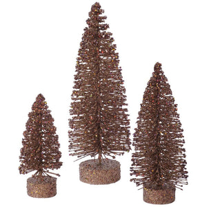 5" 7" 9" Mocha Glitter Oval Tree Set 1