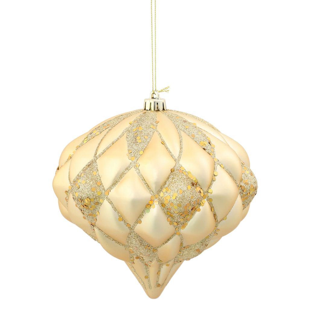 5.7" Gold Matte Glitter Diamond Onion Ornament 1
