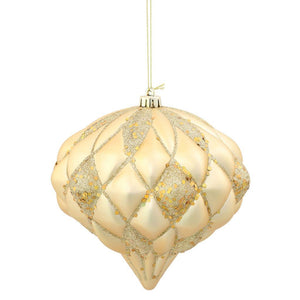 5.7" Gold Matte Glitter Diamond Onion Ornament 1
