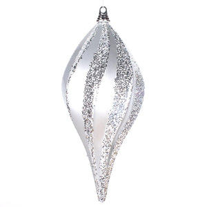 8" Silver Candy Glitter Swirl Drop Ornament 1
