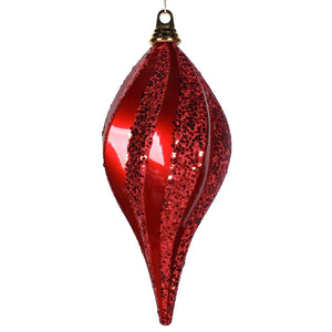 12" Red Candy Glitter Swirl Drop Ornament 1
