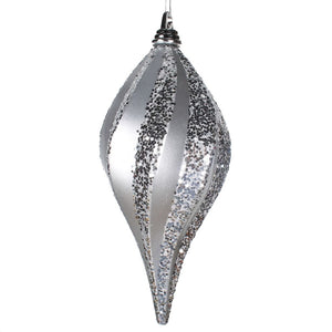12" Silver Candy Glitter Swirl Drop Ornament 1