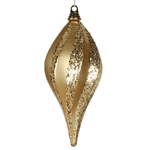 12" Gold Candy Glitter Swirl Drop Ornament 1