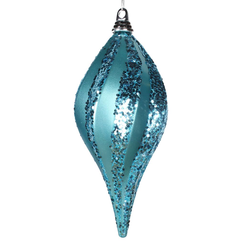 12" Teal Candy Glitter Swirl Drop Ornament 1