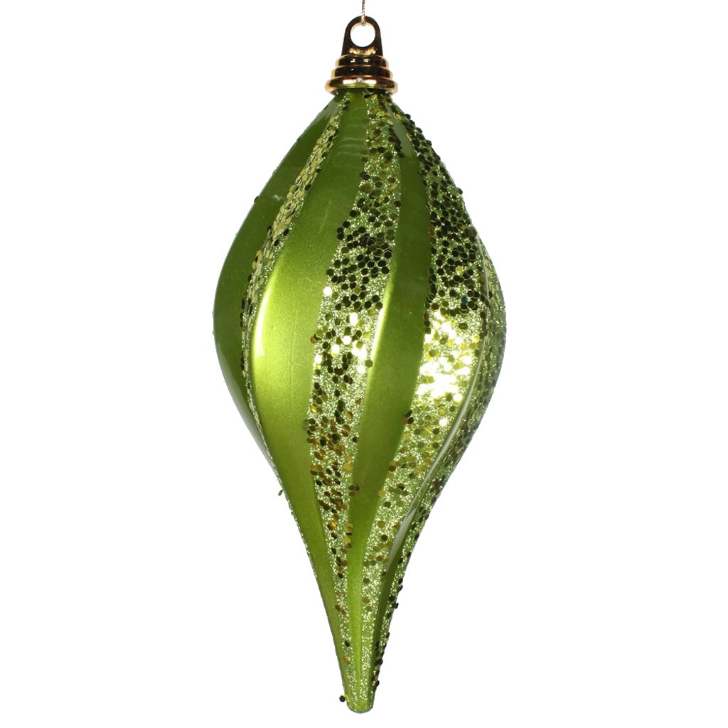 12" Lime Candy Glitter Swirl Drop Ornament 1
