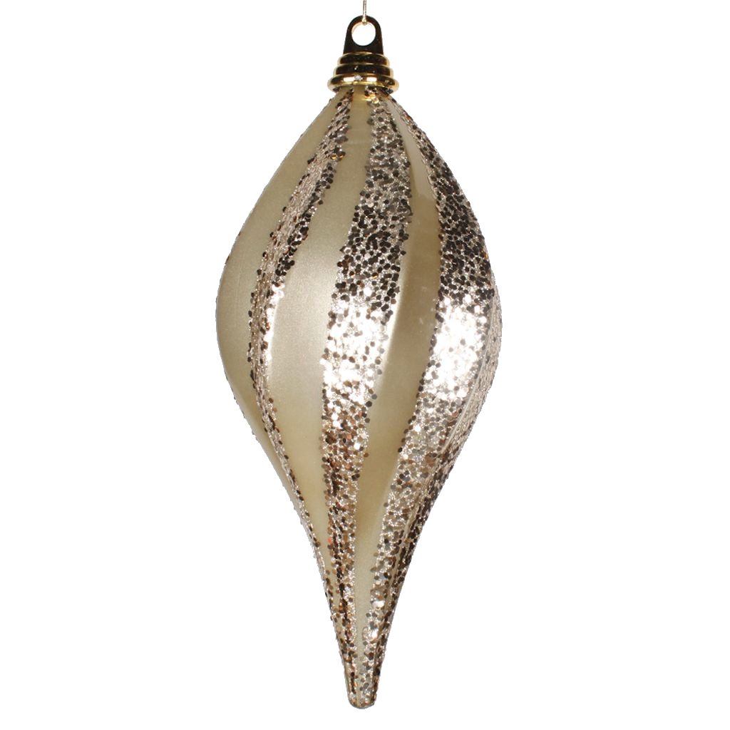 12" Champagne Candy Glitter Swirl Drop Ornament 1