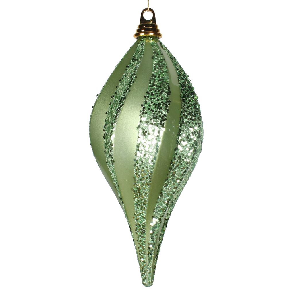 12" Celadon Candy Glitter Swirl Drop Ornament 1