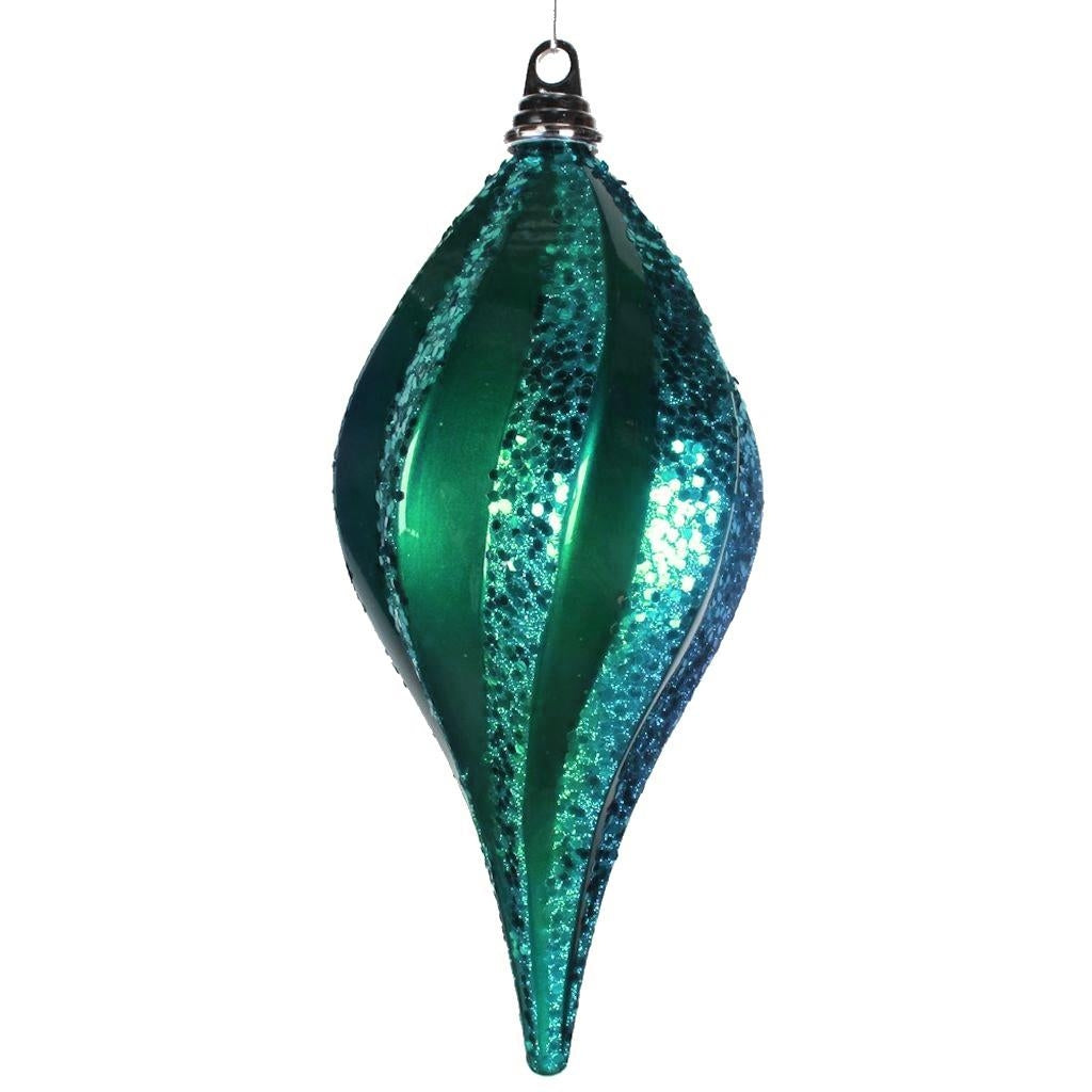 12" Sea Blue Candy Glitter Swirl Drop Ornament 1