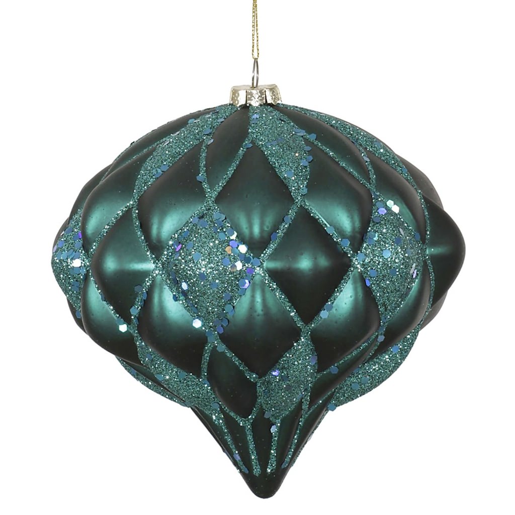 5.7" Emerald Matte Glitter Diamond Ornament 1