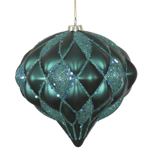 5.7" Emerald Matte Glitter Diamond Ornament 1