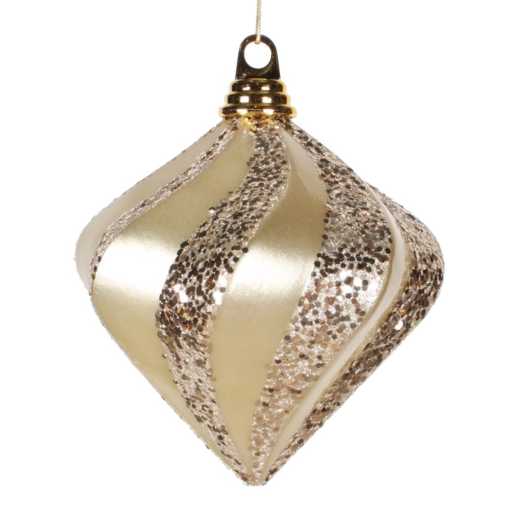 6" Champagne Candy Glitter Swirl Diamond Ornament 1