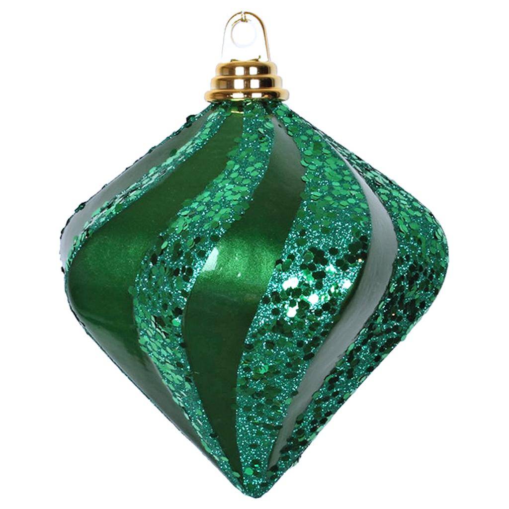 6" Sea Blue Candy Glitter Swirl Diamond Ornament 1