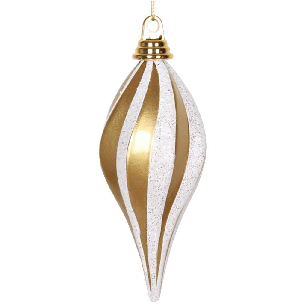 8" Gold / Silver Candy Glitter Swirl Drop Ornament 1
