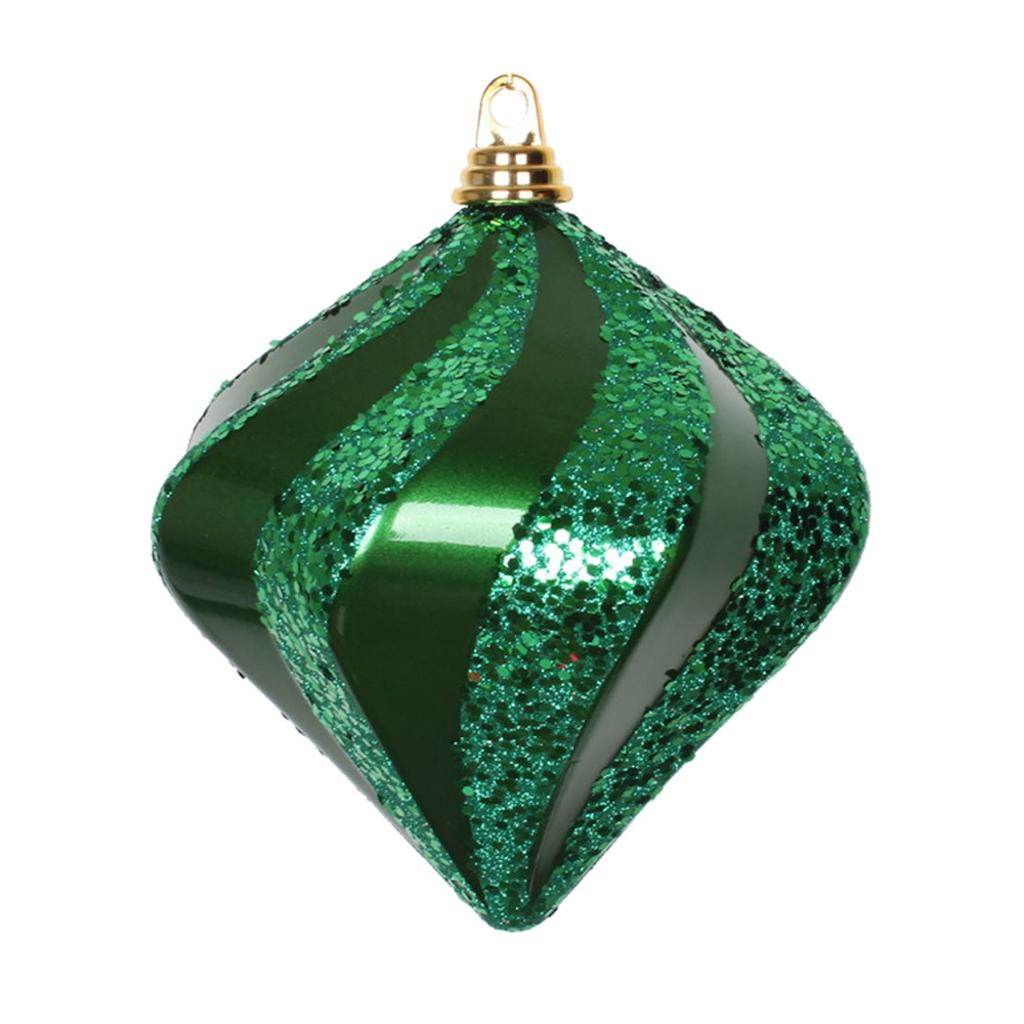 6" Green Candy Glitter Swirl Diamond Ornament 1