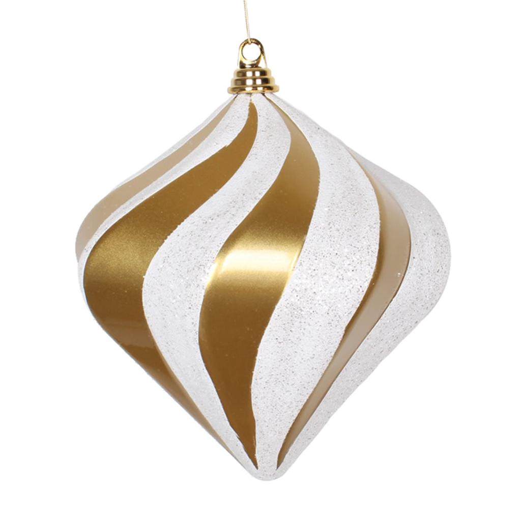 6" Gold / Silver Candy Glitter Swirl Diamond Ornament 1