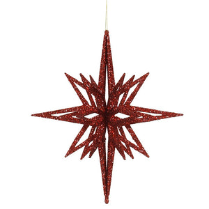 12" Red 3D Glitter Star Ornament 1
