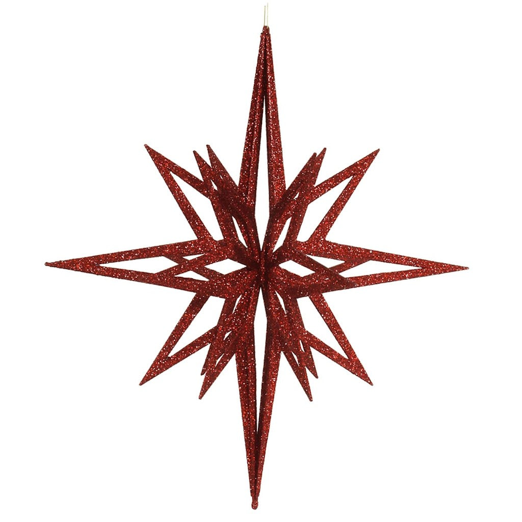 24" Red 3D Glitter Star Ornament 1