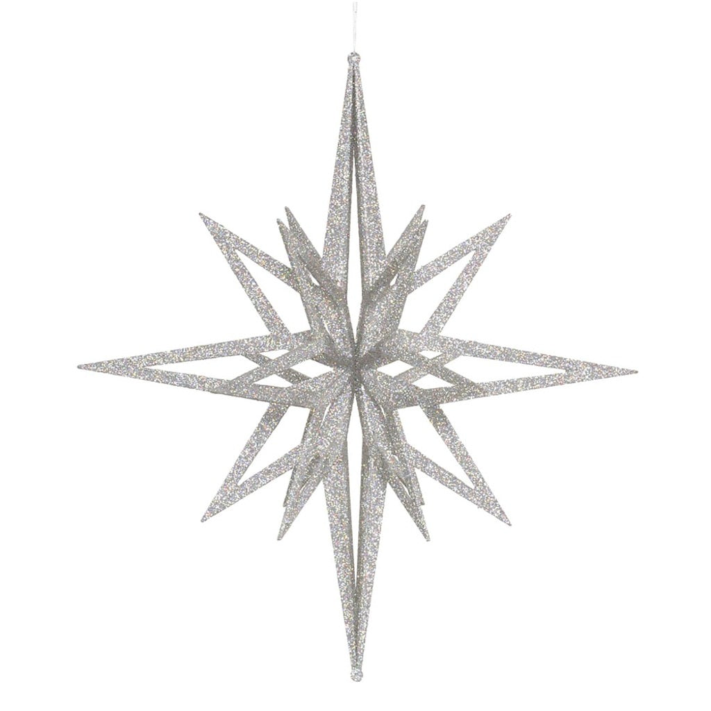24" Silver 3D Glitter Star Ornament 1