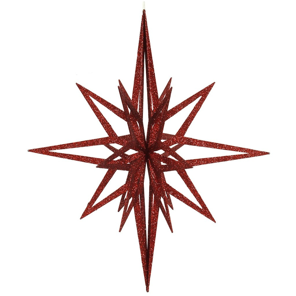 32" Red 3D Glitter Star Ornament 1