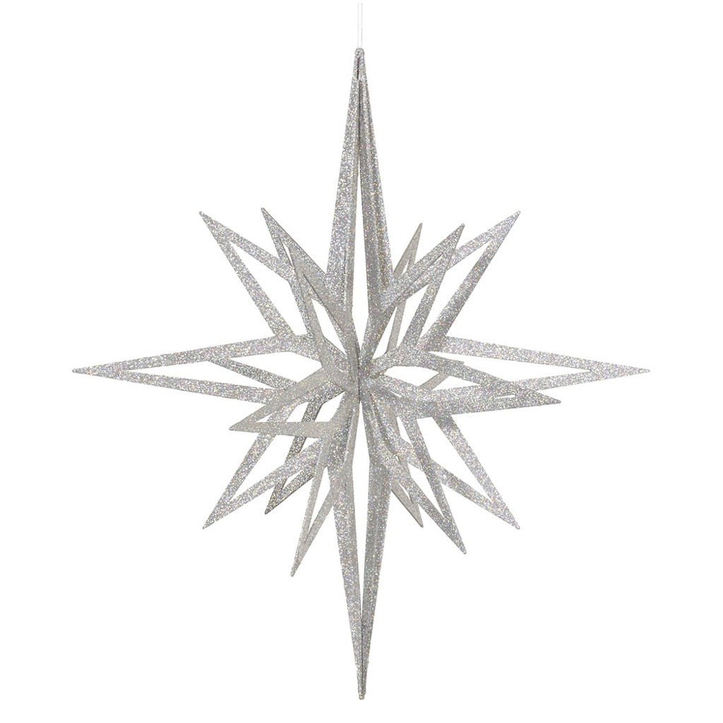32" Silver 3D Glitter Star Ornament 1