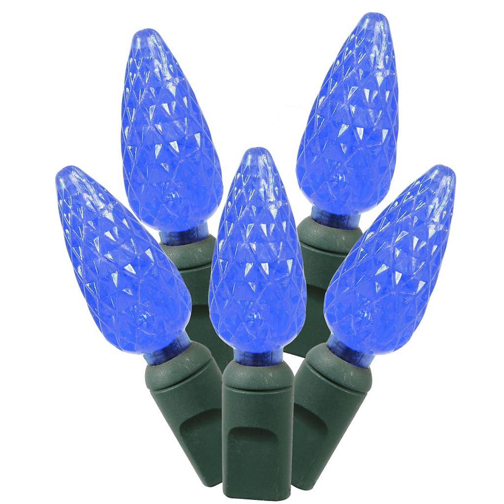 50 Light 25' Green Wire Blue C6 LED String with 6" Spacing 1