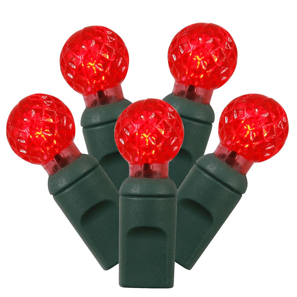 50 Light 25' Green Wire Red G12 Berry LED String with 6" Spacing 1