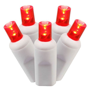 100 Light 50' White Wire Red Wide Angle LED Lights with 6" Spacing 1