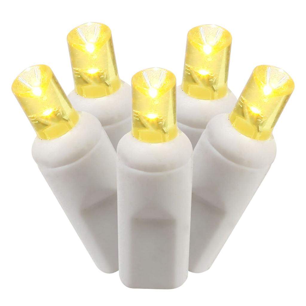 50 Light 25' White Wire Yellow Wide Angle LED String with 6" Spacing 1