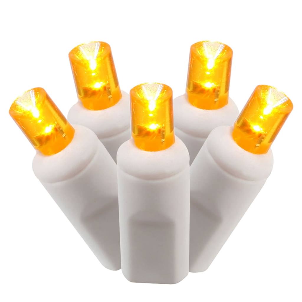 50 Light 25' White Wire Orange Wide Angle LED Lights with 6" Spacing 1