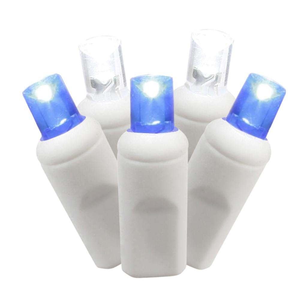 50 Light 25' White Wire Blue / White Wide Angle LED Lights with 6" Spacing 1
