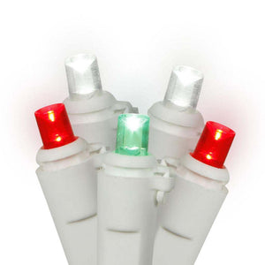 50 Light 25' White Wire Red / White / Green Wide Angle LED String with 6" Spacing 1