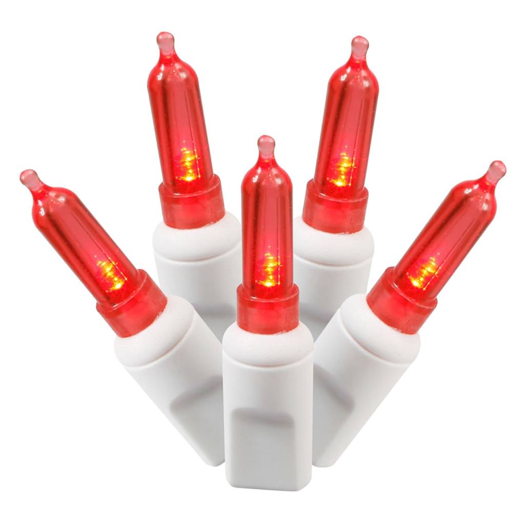 50 Light 25' White Wire Red Italian LED Miniature String with 6" Spacing 1