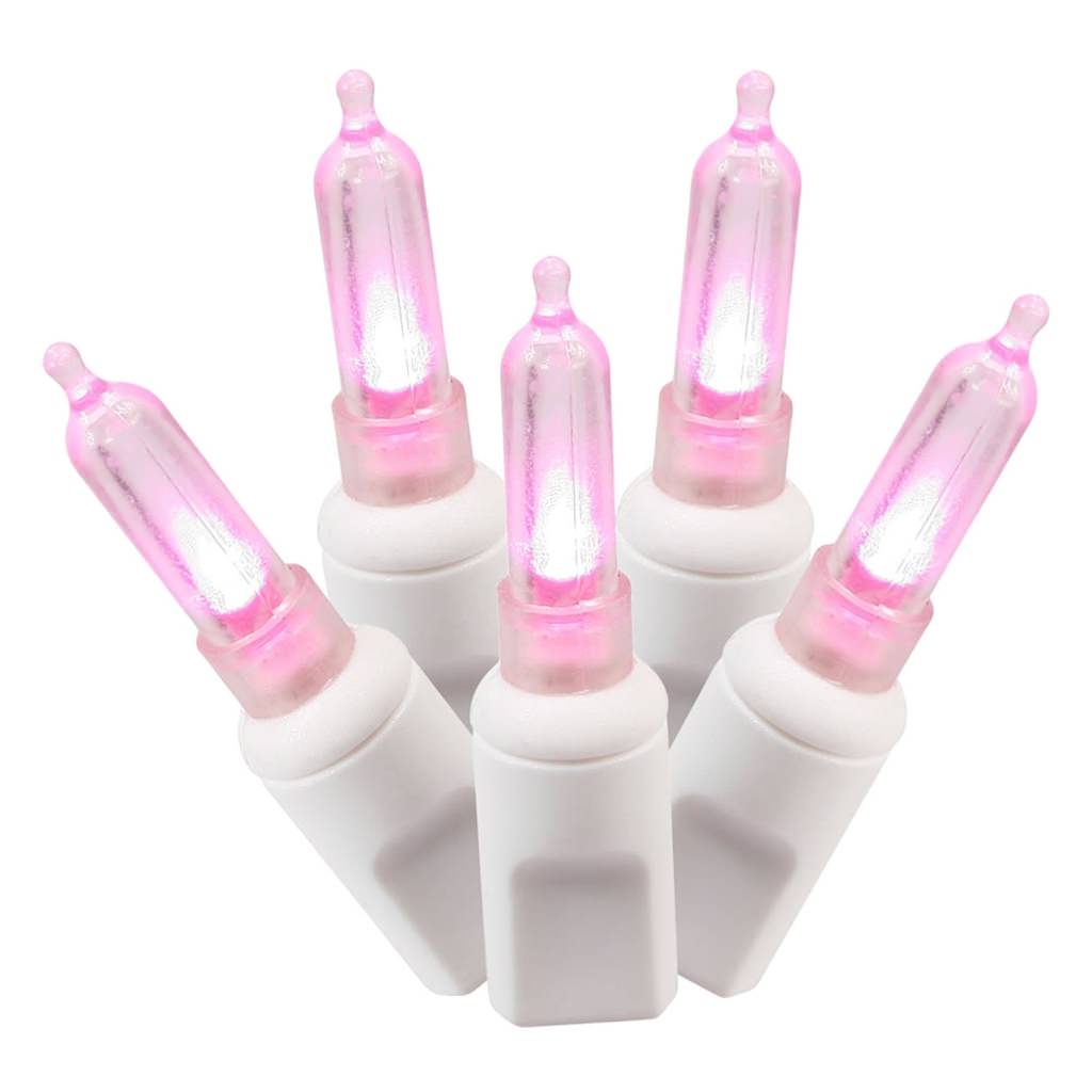 50 Light 25' White Wire Pink Italian LED Miniature String with 6" Spacing 1