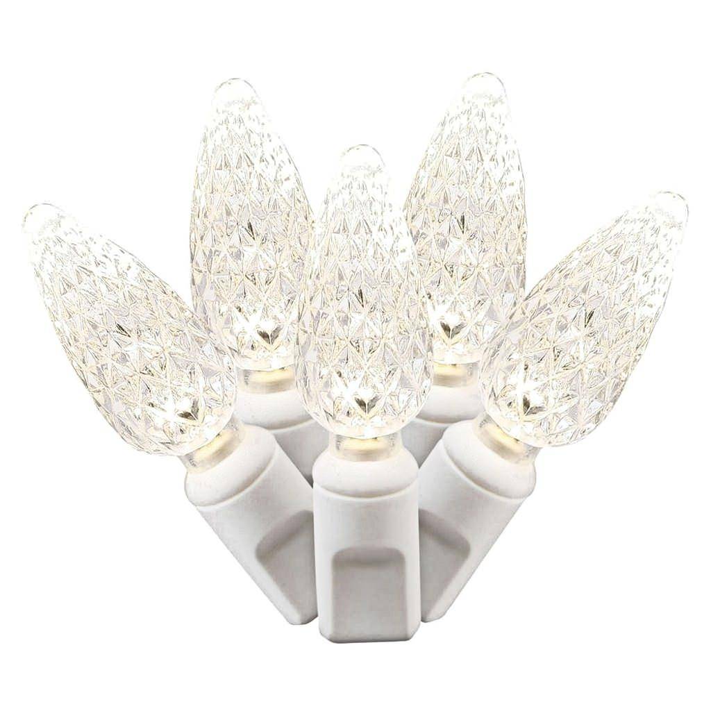 50 Light 25' White Wire Warm White C6 LED String with 6" Spacing 1