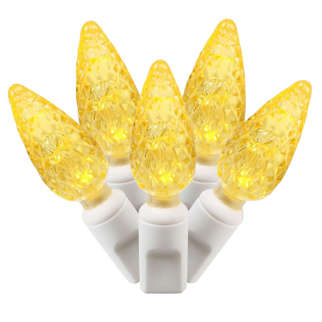 50 Light 25' White Wire Yellow C6 LED String with 6" Spacing 1