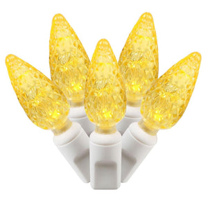 50 Light 25' White Wire Yellow C6 LED String with 6" Spacing 1