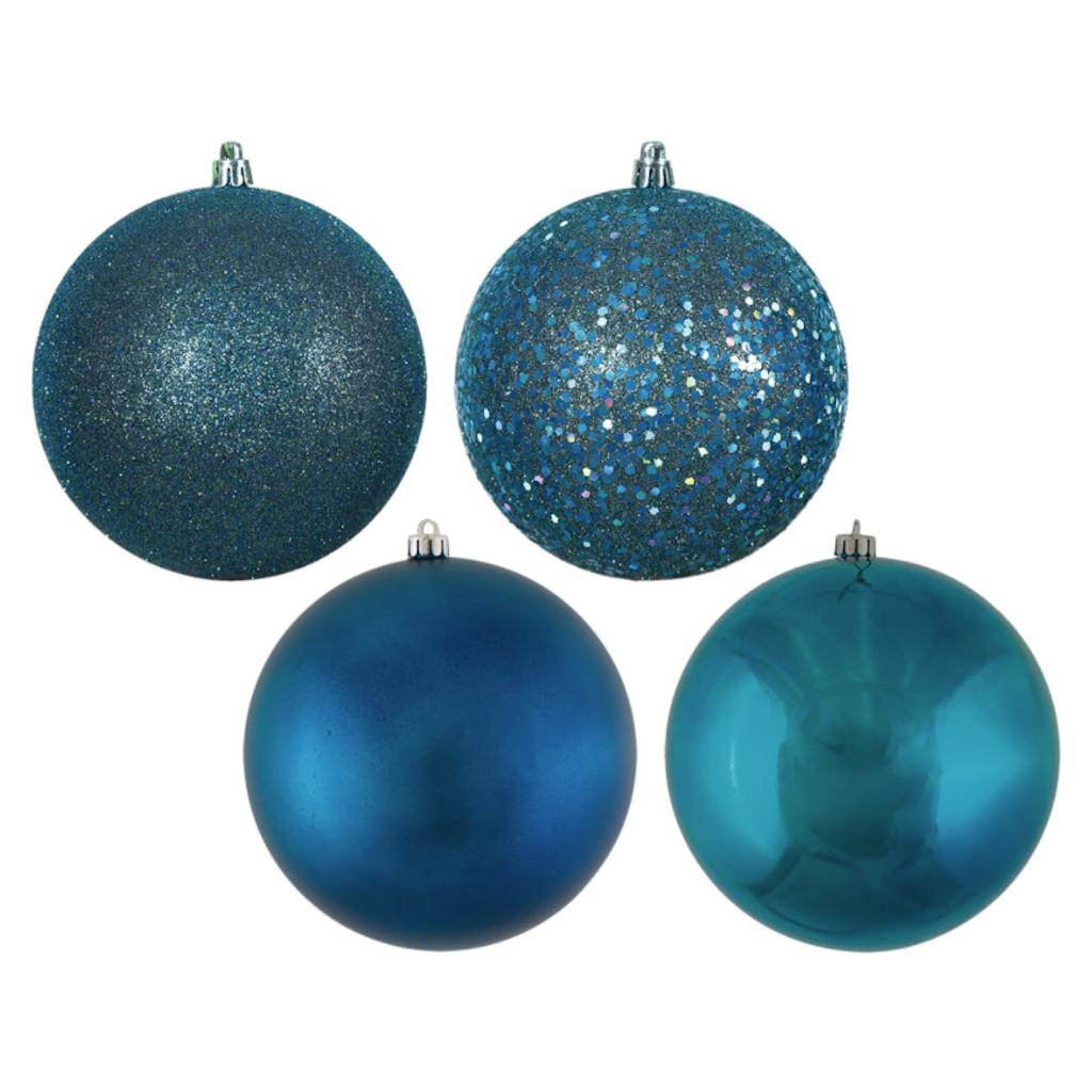 2.4" Sea Blue 4 Assorted Finish Ball Ornament (24 pack) 1