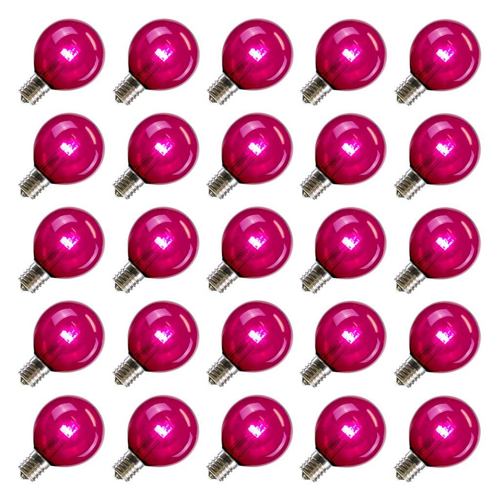 .9 watt G50 Transparent Pink LED Intermediate Screw Base (25 pack) 1