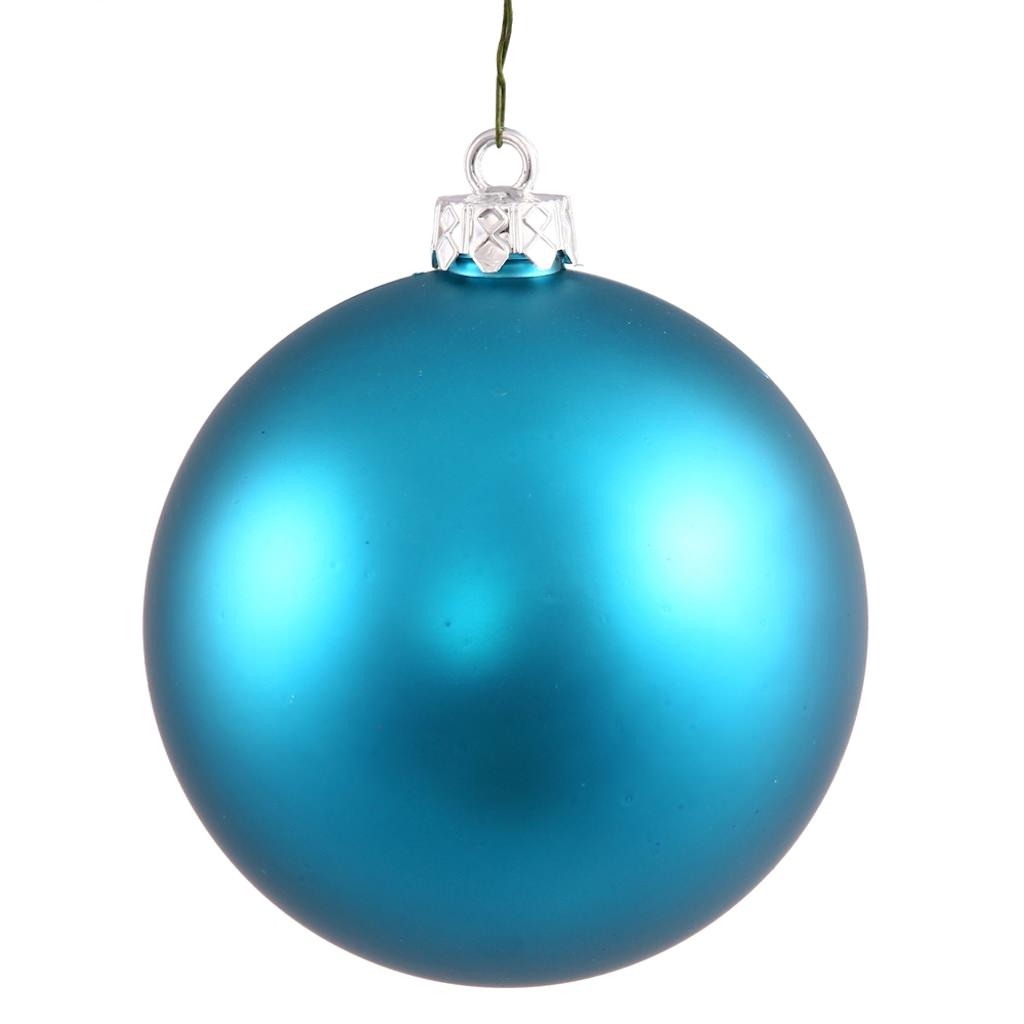 4" Turquoise Matte Ball Ornament (6 pack) 1