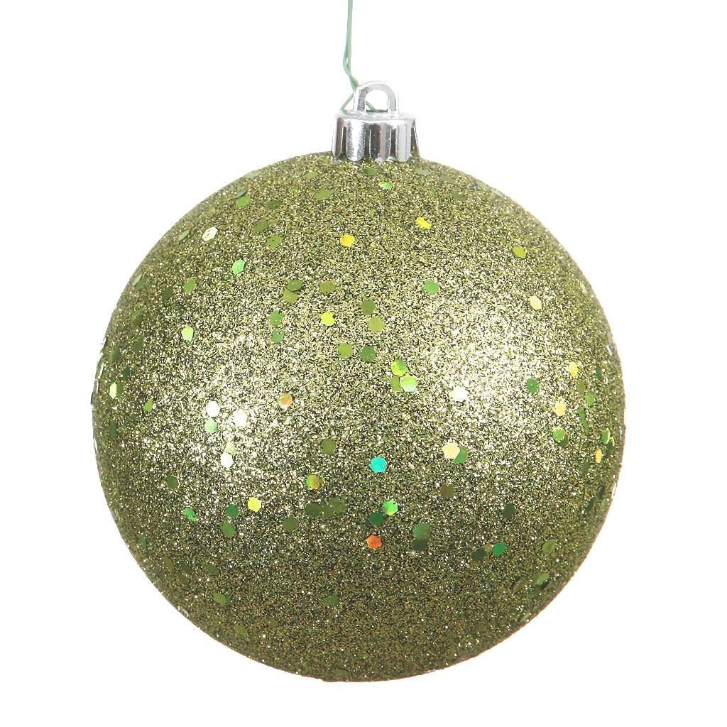 4" Olive Sequin Ball Ornament (6 pack) 1