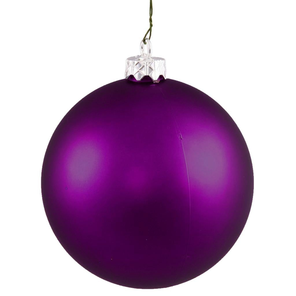 4" Plum Matte Ball Ornament (6 pack) 1