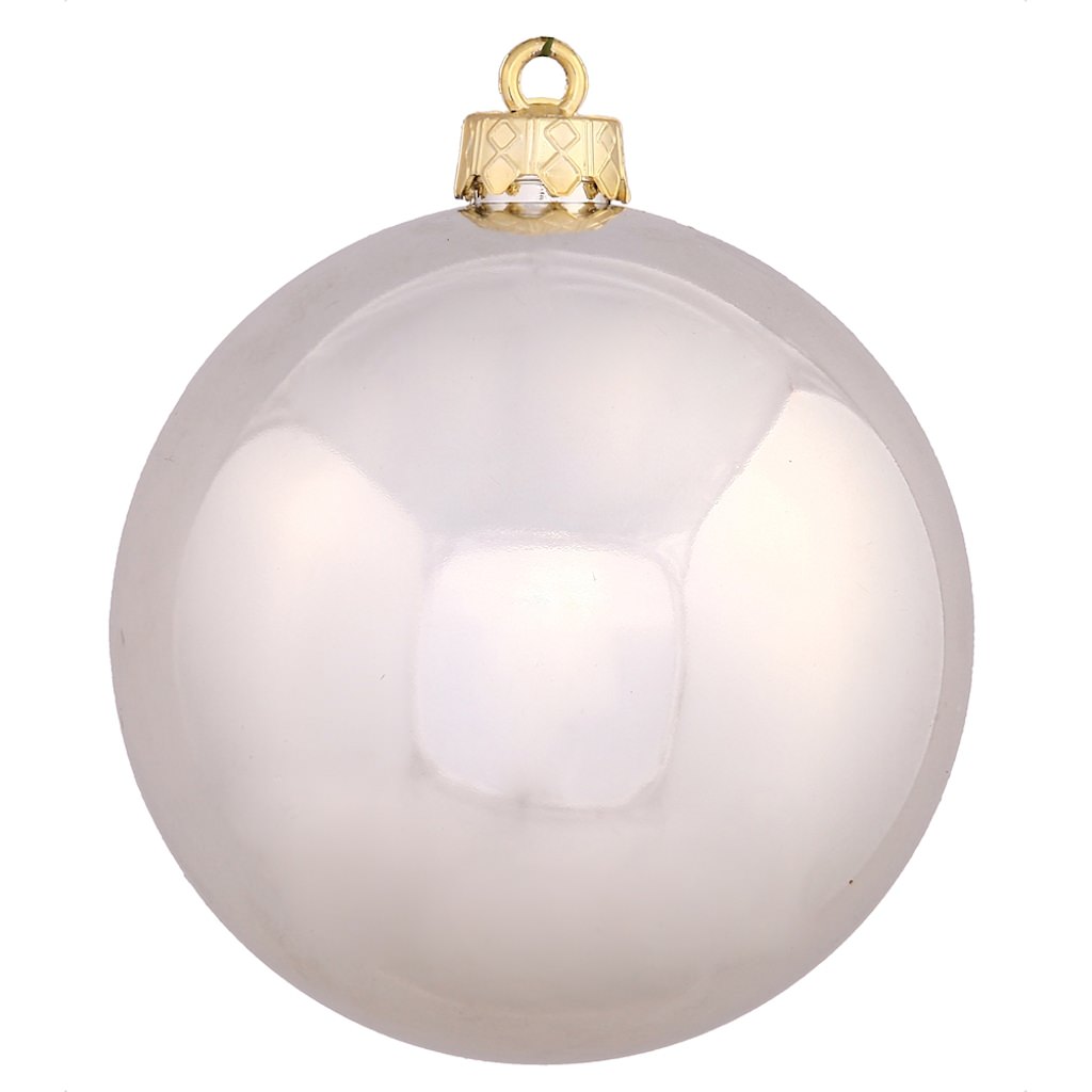 4.75" Champagne Shiny Ball Ornament (4 pack) 1
