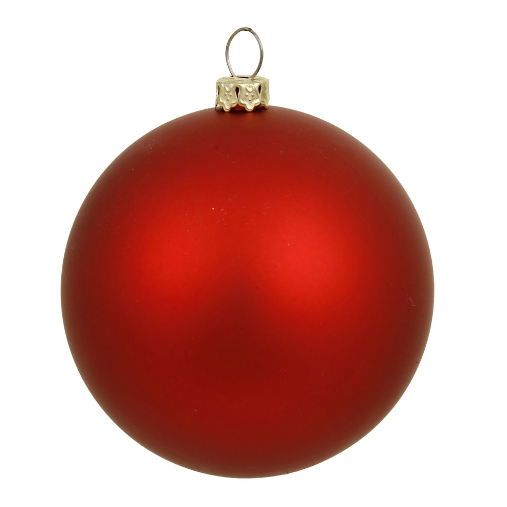 6" Red Matte Ball Ornament (4 pack) 1